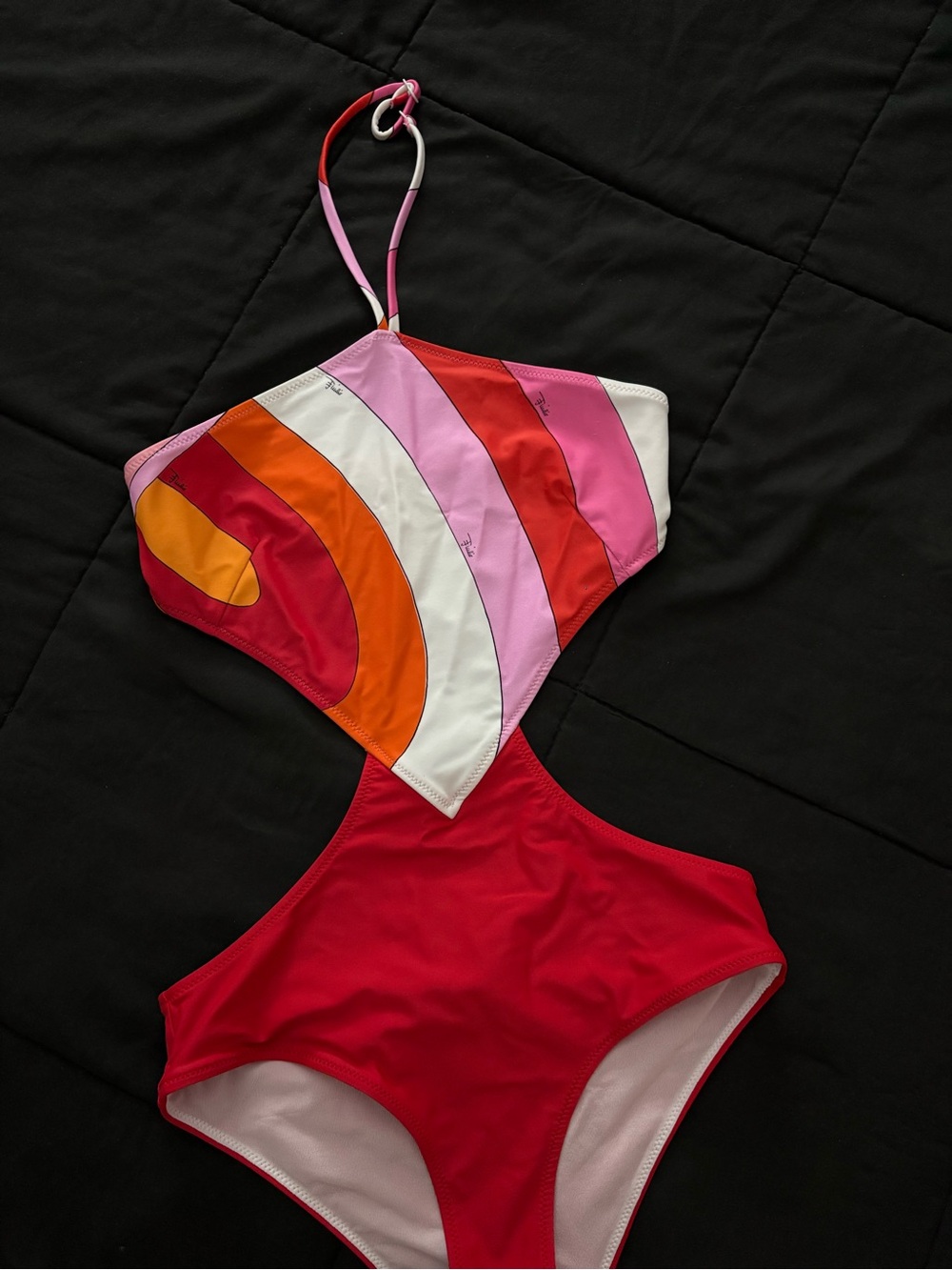 Emilio Pucci Girls One-Piece Swimsuit in Red, Pink, Orange & White (Worn Once)